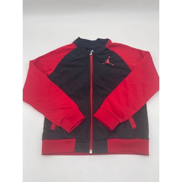 Air Jordan Kids Jacket Long Sleeves Zip Up & Pockets Sz L Black Red - Picture 4 of 6